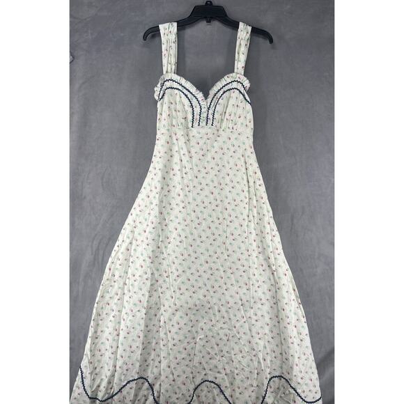 Free People Sweet Hearts Midi Dress In Ivory Combo Size Medium - Picture 2 of 12